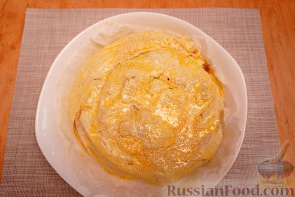 Слоёная вертута с квашеной капустой и грибами